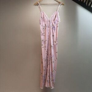 Vintage 70s Tom Bezduda Barad Slip Nightgown Lingerie Sleepware Lace Split Slit